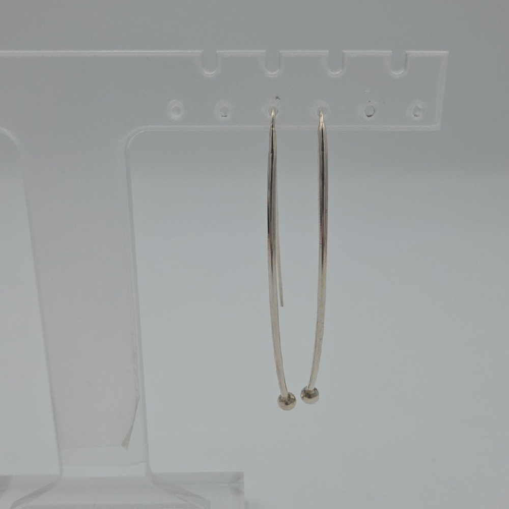 Sterling Silver Minimalist Ball Drop Hoop Earrings